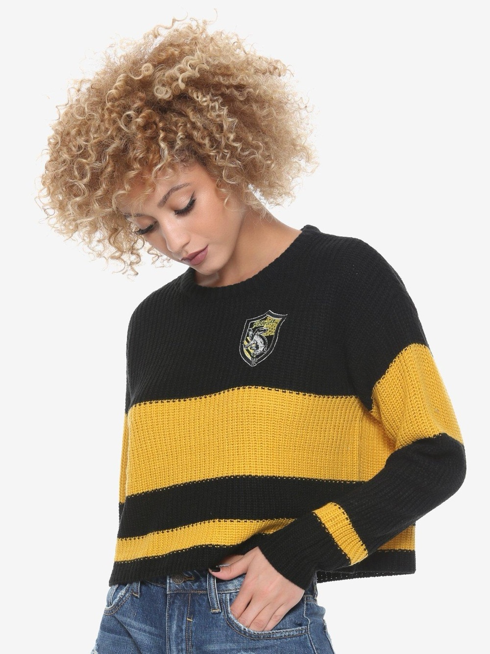 Harry Potter Hufflepuff Striped Cropped Knit Sweater